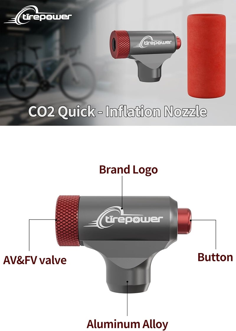 Ctrepower CO2 Bike Tire Inflator - Push-Button Presta & Schrader Compatible CO2 Bike Pump or 12X 16g Threaded CO2 Cartridges for Road Bikes, MTB, Hybrid Bikes - Image 5